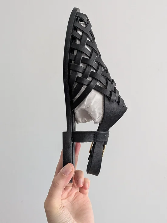 NWT Mansur Gavriel Black Woven Fisherman Leather Sandal - Picture 9 of 10